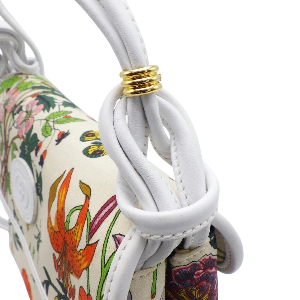 Gucci Floral Shoulder Bag Canvas x Leather Beige Cream White - Picture 7 of 8